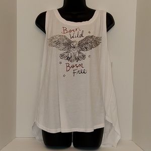 Torrid White Sleeveless with Red and Blue Tank Top